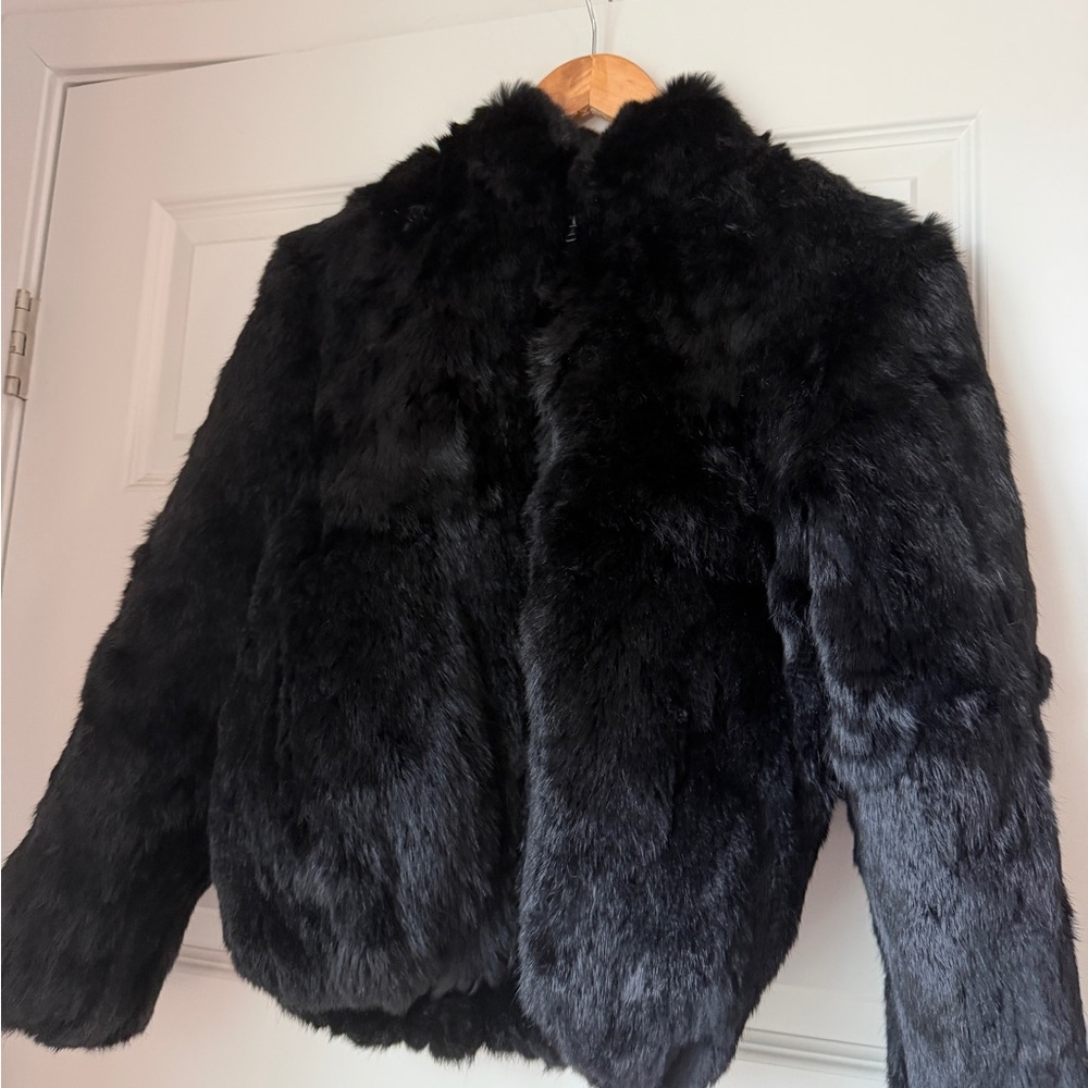 100% Rabbit Fur Zip-Up Jacket - Picture 2 of 8